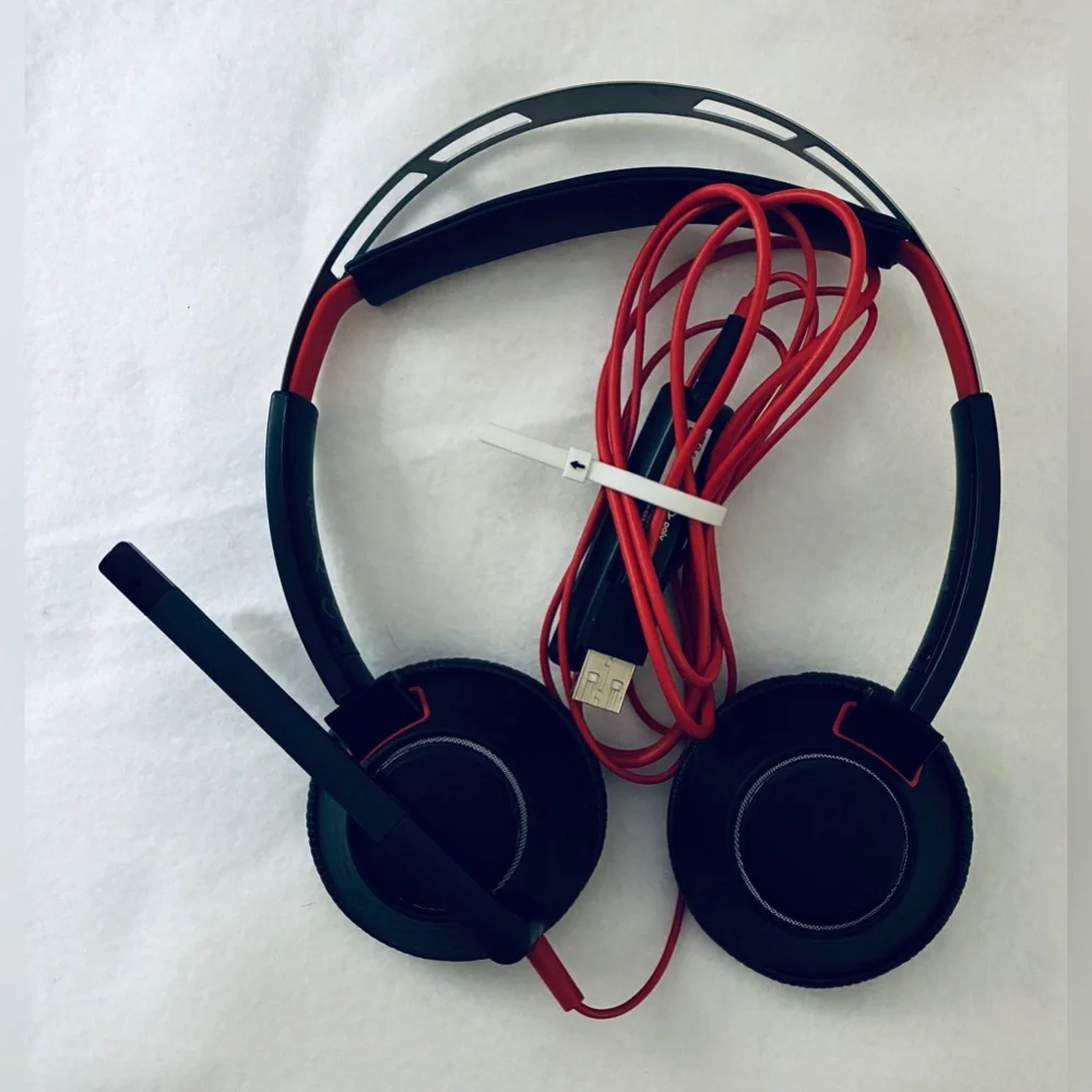 Poly Black and Red Wired Headphones